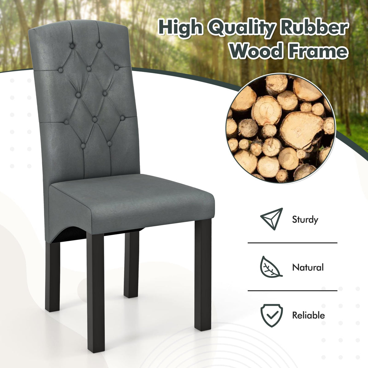 Modern Dining Chair with High Backrest High-density Sponge Cushion-Dark Gray-Dining Chairs-DECOROLALA