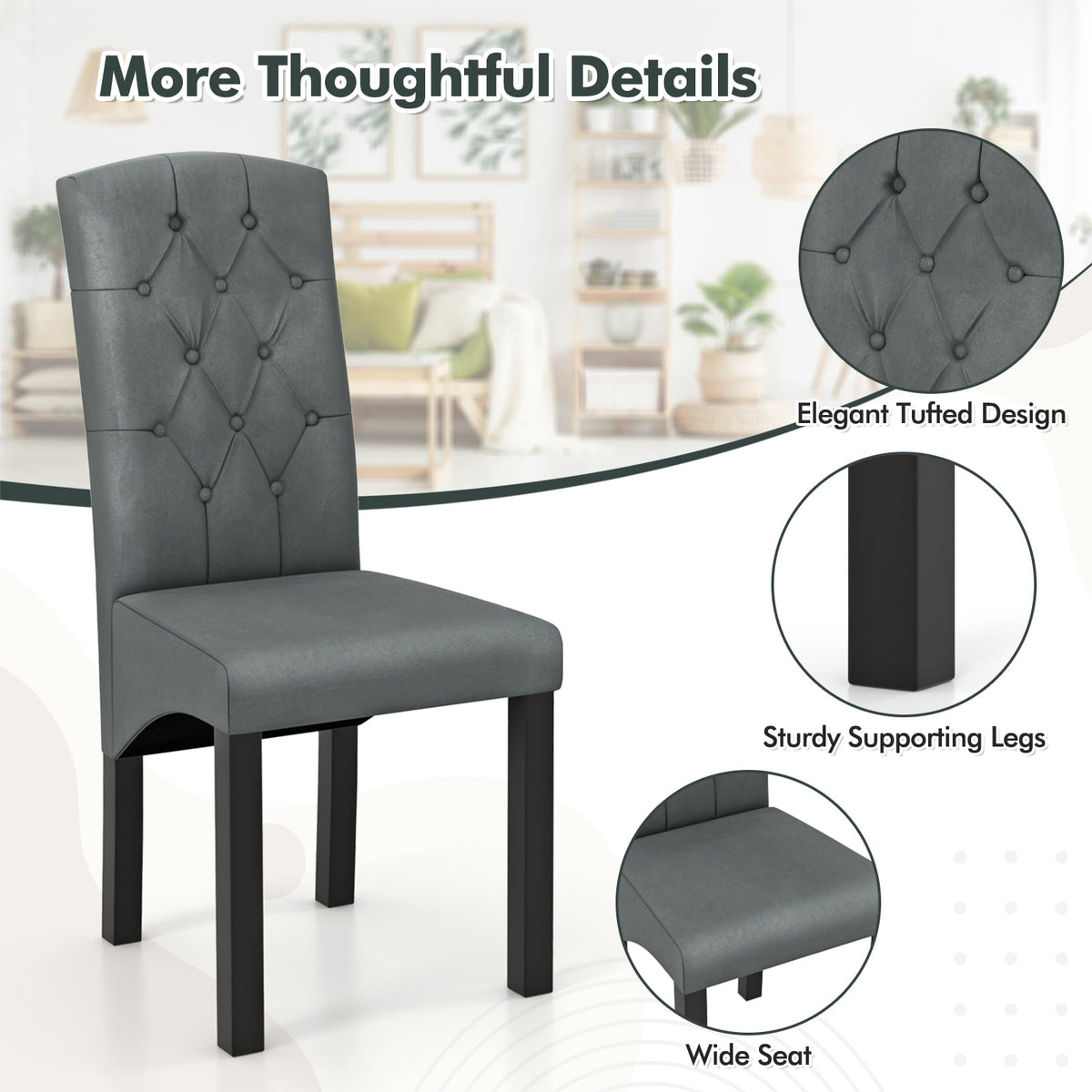 Modern Dining Chair with High Backrest High-density Sponge Cushion-Dark Gray-Dining Chairs-DECOROLALA