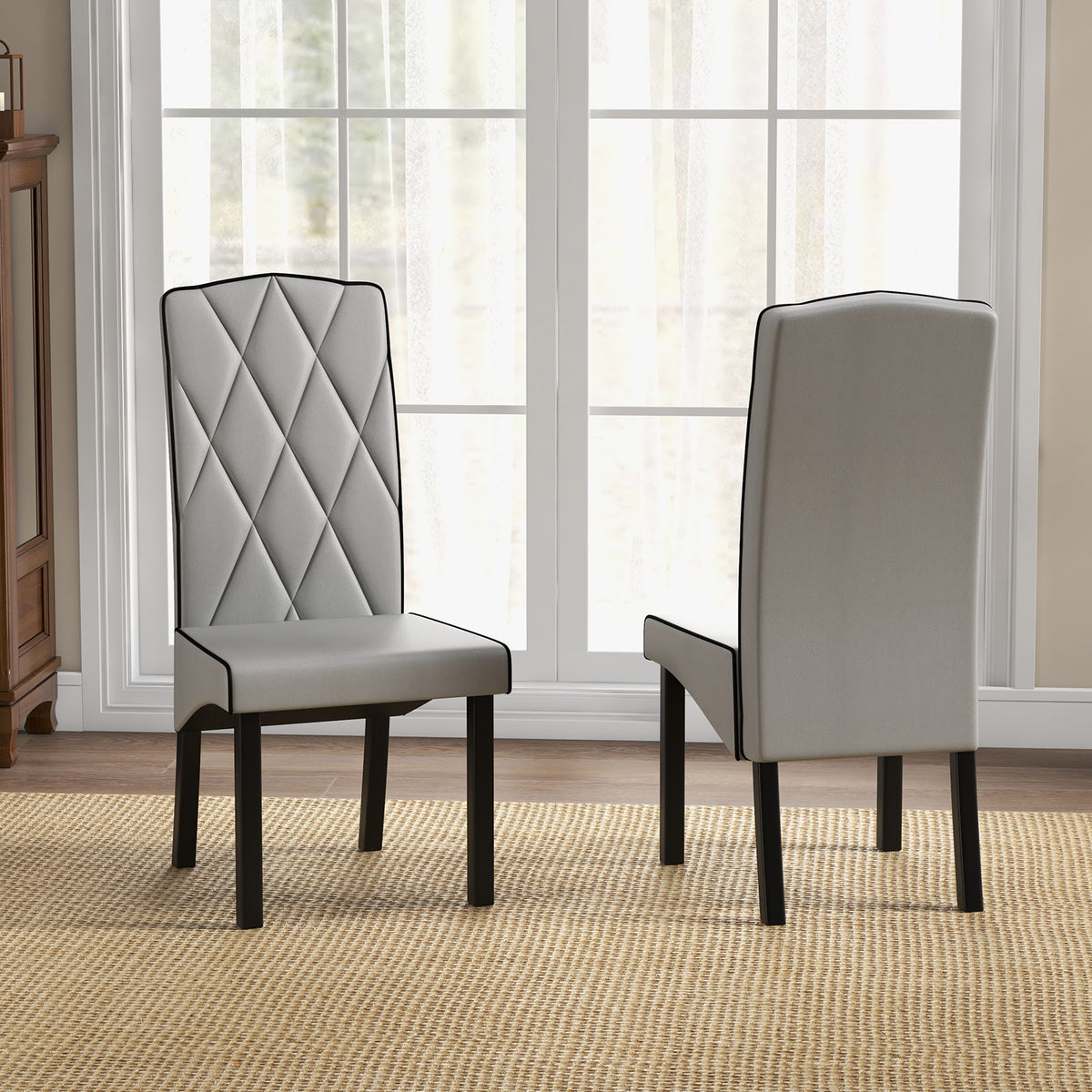 Modern Dining Chair with High Backrest High-density Sponge Cushion-Light Gray-Dining Chairs-DECOROLALA