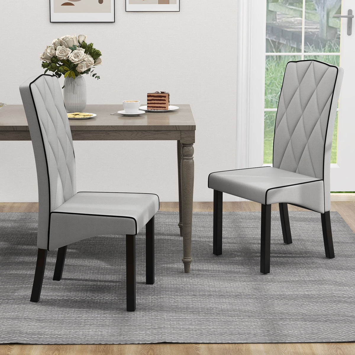 Modern Dining Chair with High Backrest High-density Sponge Cushion-Light Gray-Dining Chairs-DECOROLALA