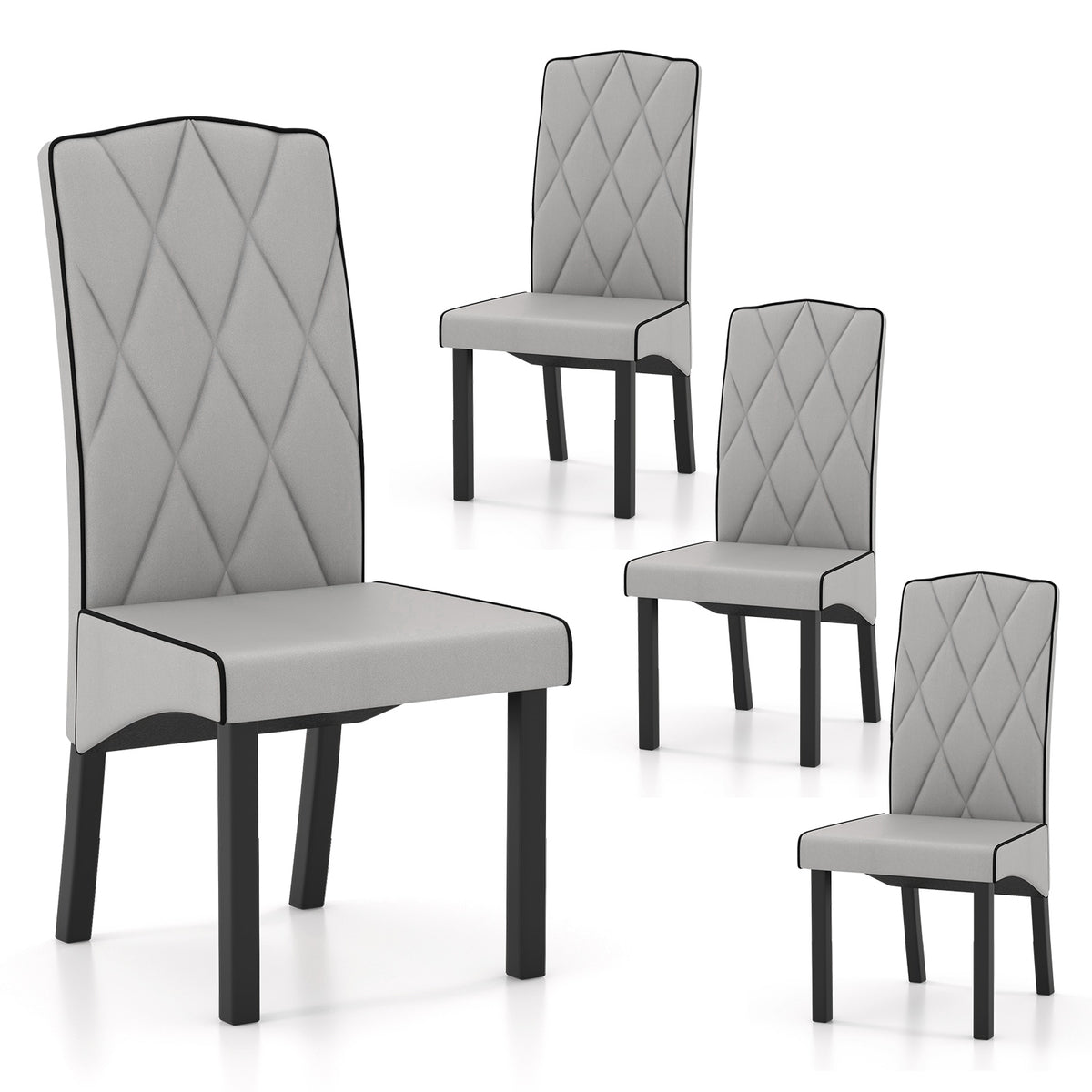 Modern Dining Chair with High Backrest High-density Sponge Cushion-Light Gray-Dining Chairs-DECOROLALA