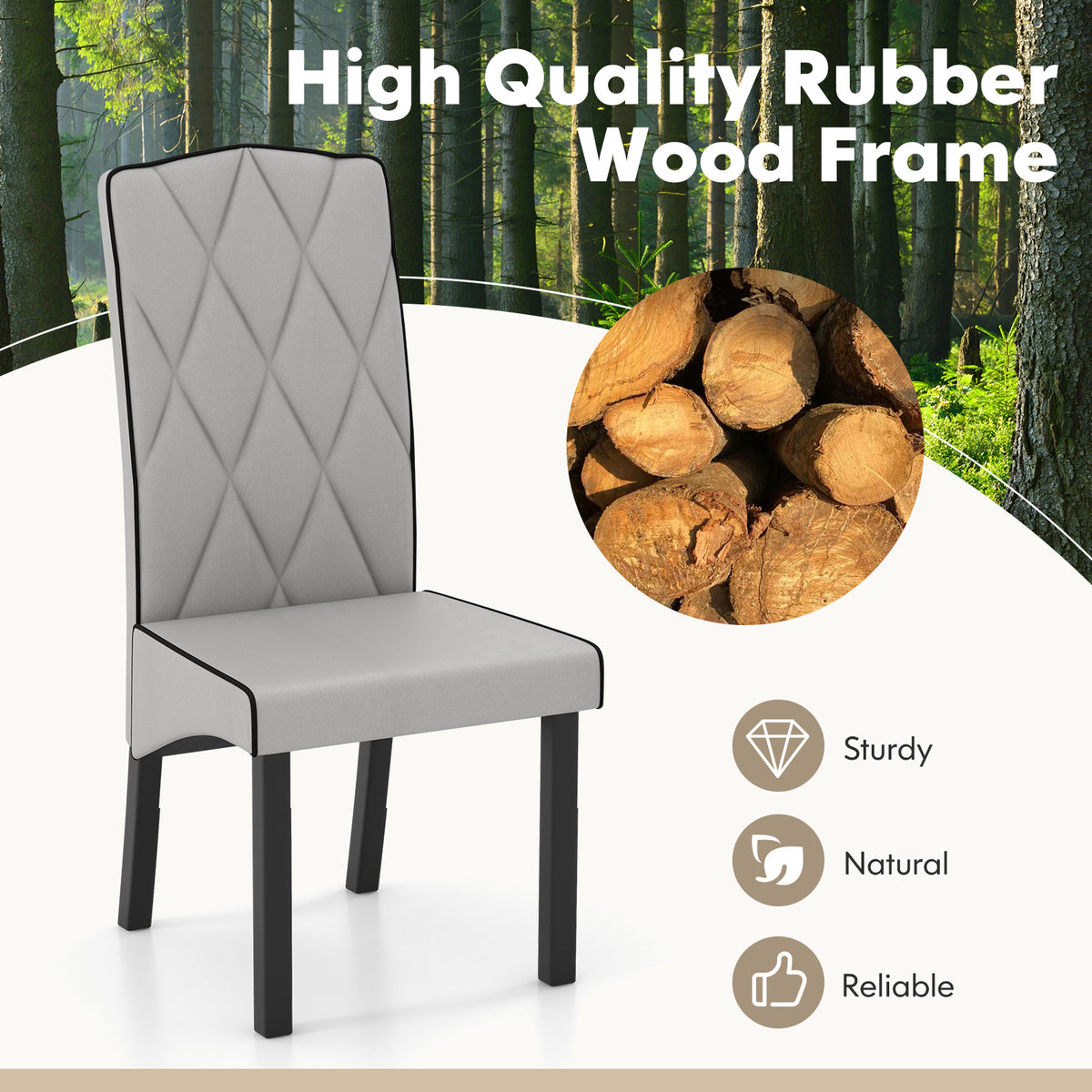 Modern Dining Chair with High Backrest High-density Sponge Cushion-Light Gray-Dining Chairs-DECOROLALA