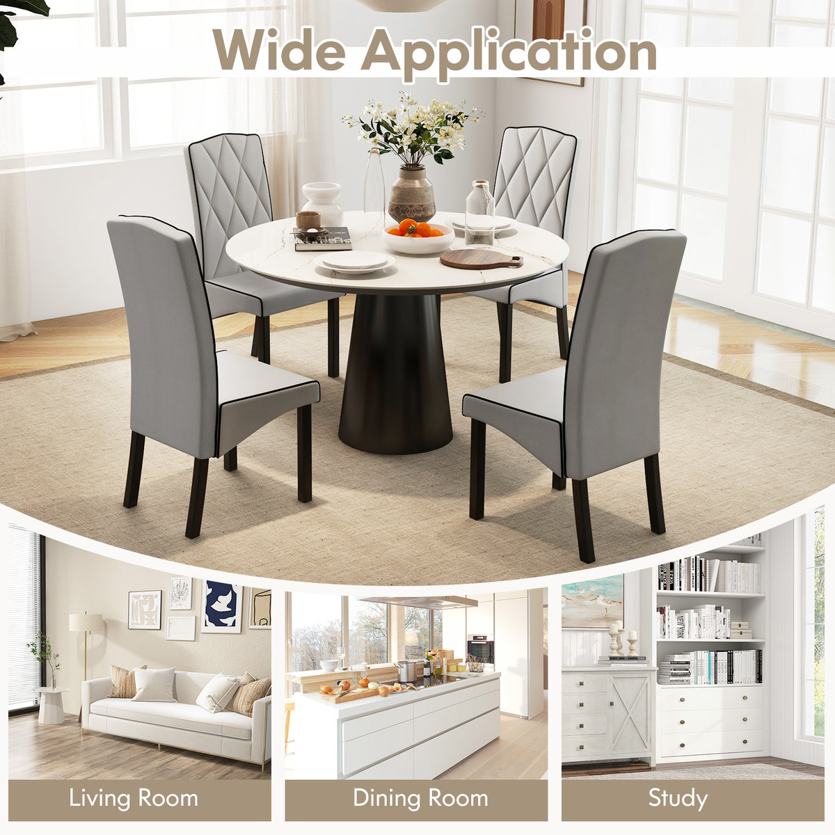 Modern Dining Chair with High Backrest High-density Sponge Cushion-Light Gray-Dining Chairs-DECOROLALA