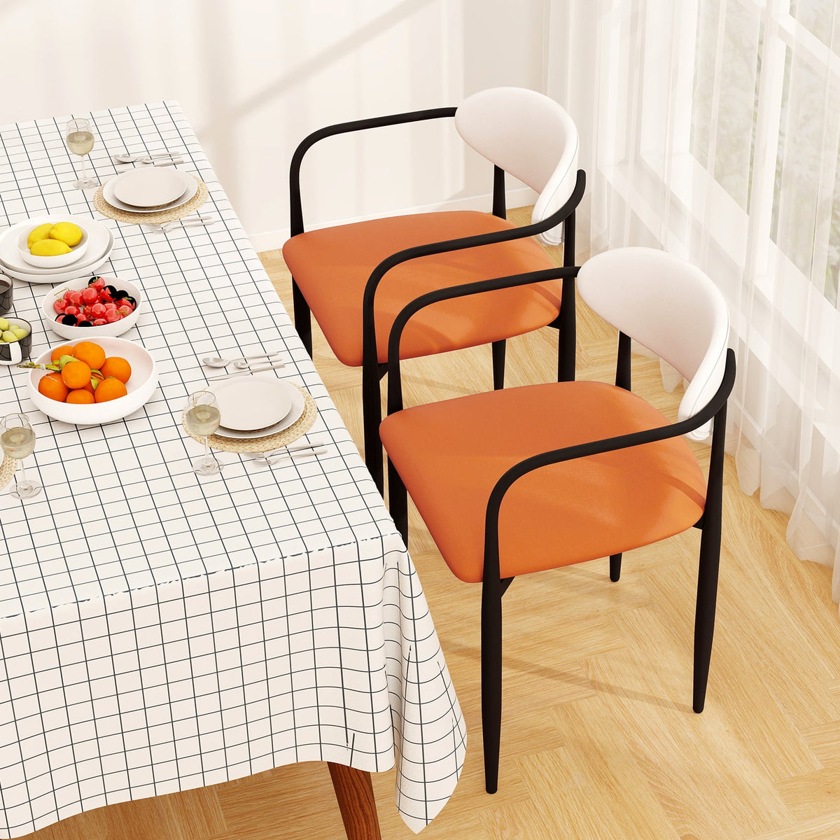 Modern Dining Chairs Set of 2 with Padded Seat and Curved Back-Dining Chairs-DECOROLALA