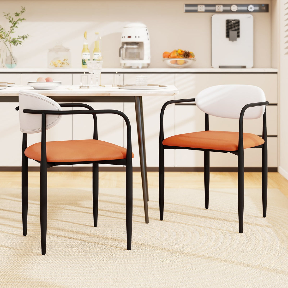 Modern Dining Chairs Set of 2 with Padded Seat and Curved Back-Dining Chairs-DECOROLALA