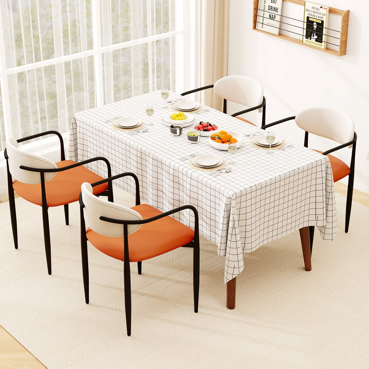 Modern Dining Chairs Set of 2 with Padded Seat and Curved Back-Dining Chairs-DECOROLALA
