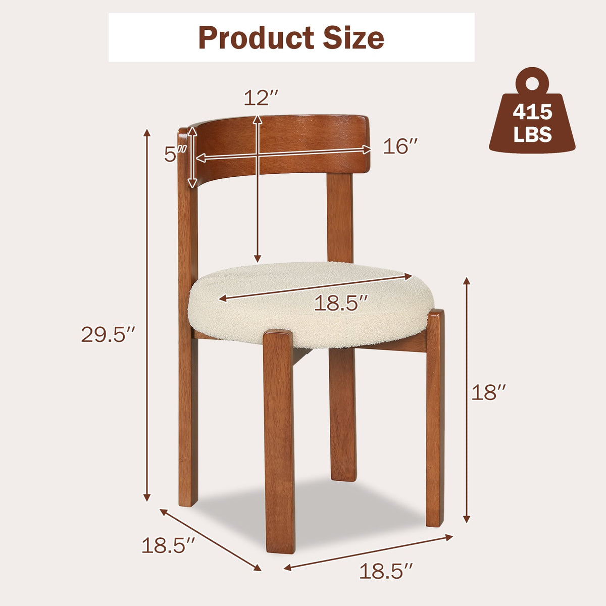 Modern Dining Chairs Set of 2 with Solid Rubber Wood Legs-Brown-Dining Chairs-DECOROLALA
