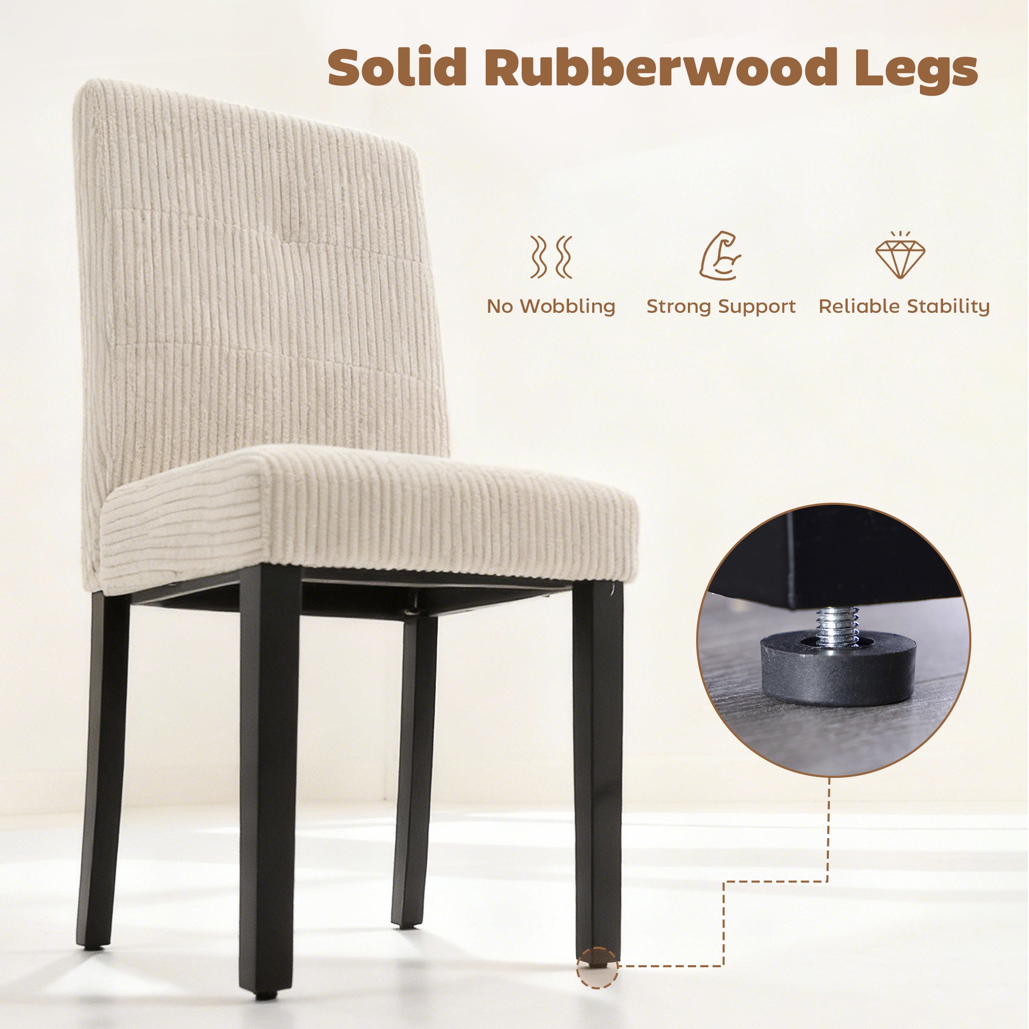 Modern Dining Chairs Set of 4 Beige Corduroy-DECOROLALA