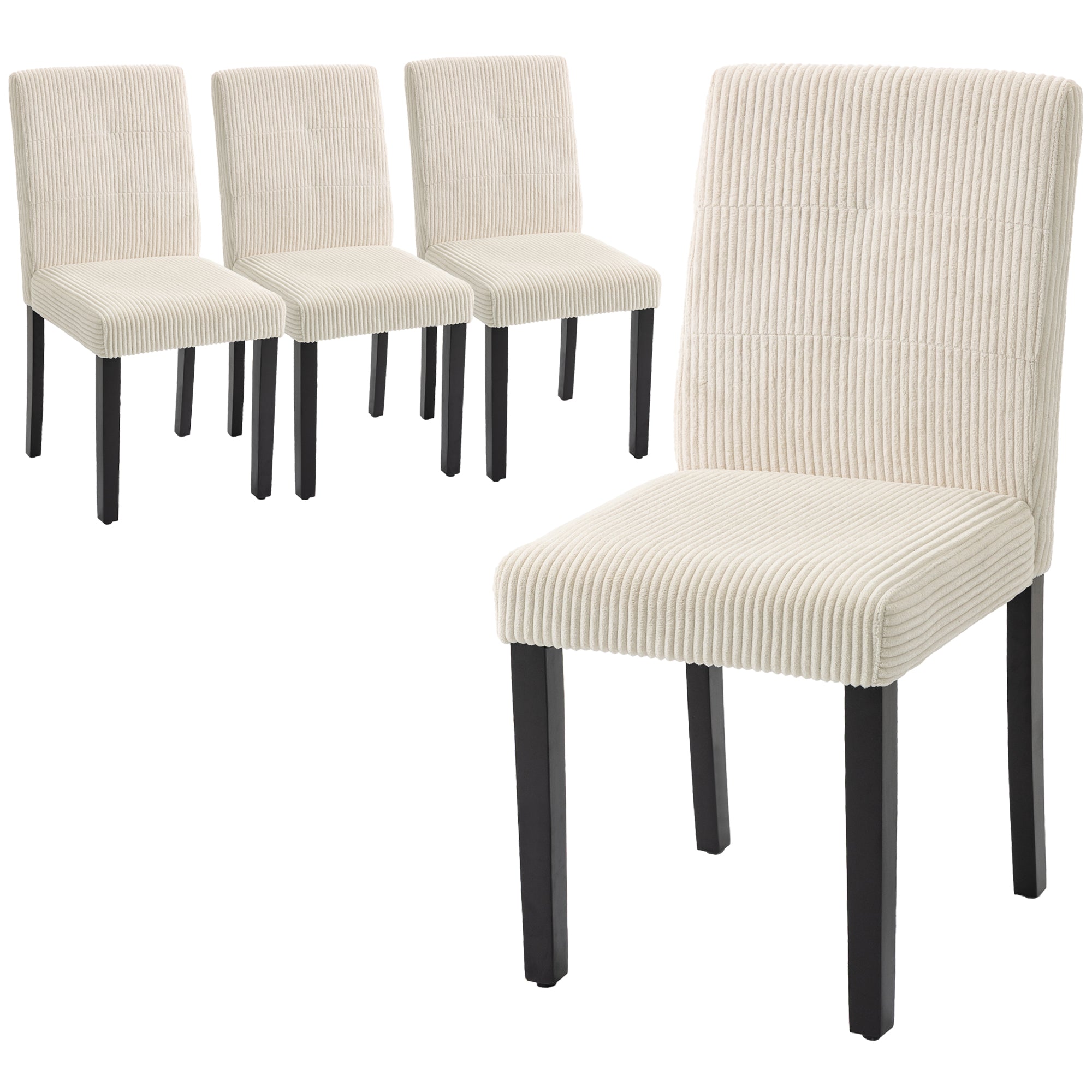 Modern Dining Chairs Set of 4 Beige Corduroy-DECOROLALA