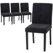 Modern Dining Chairs Set of 4 - Black Corduroy-DECOROLALA