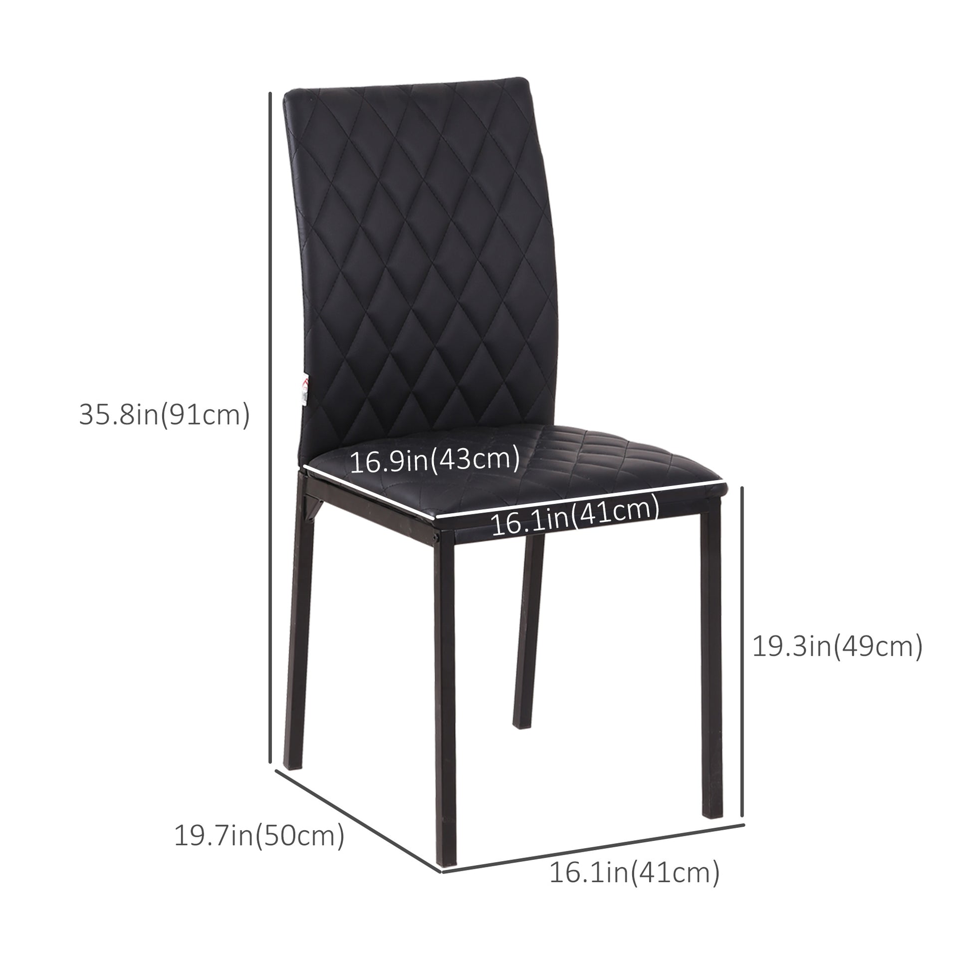 Modern Dining Chairs Set of 4 - Black Faux Leather Tufted-Home Furnishings > Kitchen & Dining Furniture > Dining Chairs-DECOROLALA