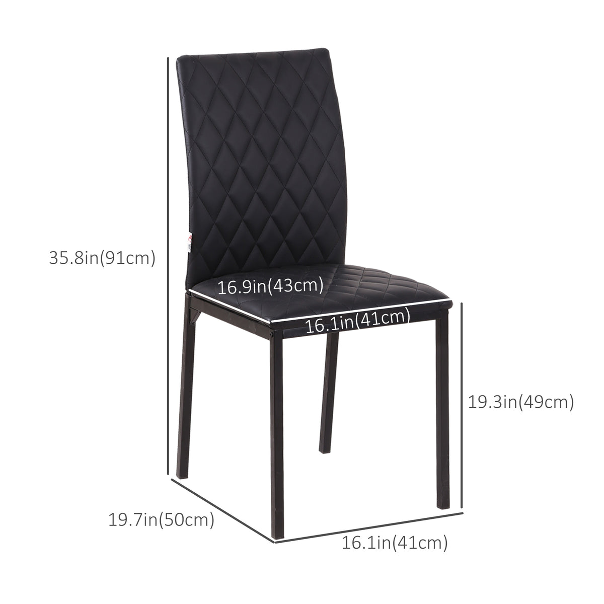 Modern Dining Chairs Set of 4 - Black Faux Leather Tufted-Home Furnishings > Kitchen & Dining Furniture > Dining Chairs-DECOROLALA