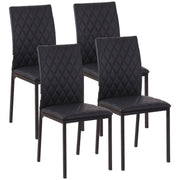 Modern Dining Chairs Set of 4 - Black Faux Leather Tufted-Home Furnishings > Kitchen & Dining Furniture > Dining Chairs-DECOROLALA