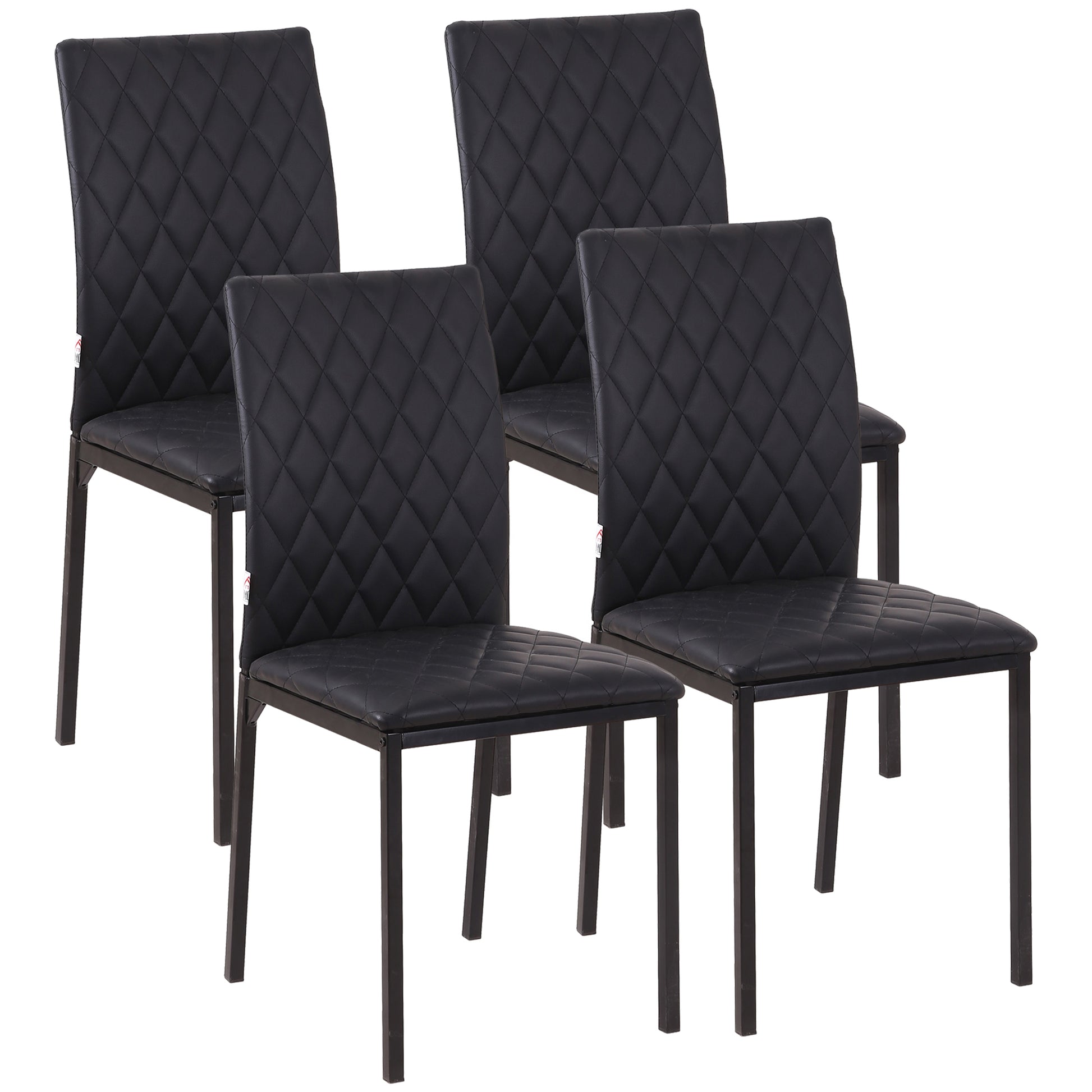 Modern Dining Chairs Set of 4 - Black Faux Leather Tufted-Home Furnishings > Kitchen & Dining Furniture > Dining Chairs-DECOROLALA