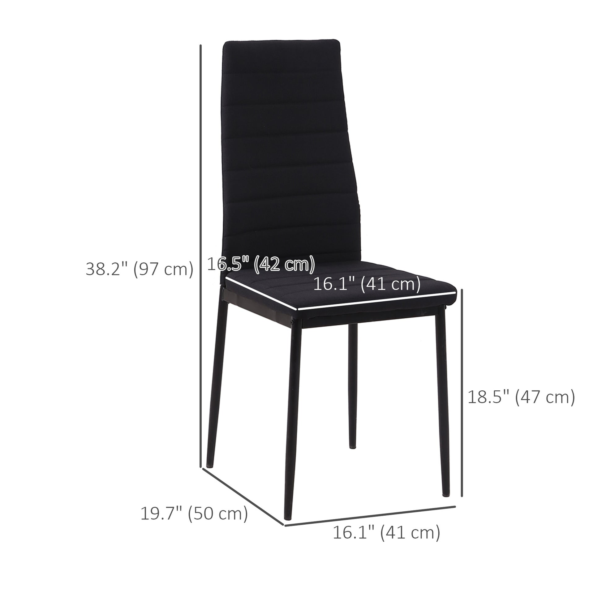 Modern Dining Chairs Set of 4 - Black Linen with Metal Legs-Home Furnishings > Kitchen & Dining Furniture > Dining Chairs-DECOROLALA