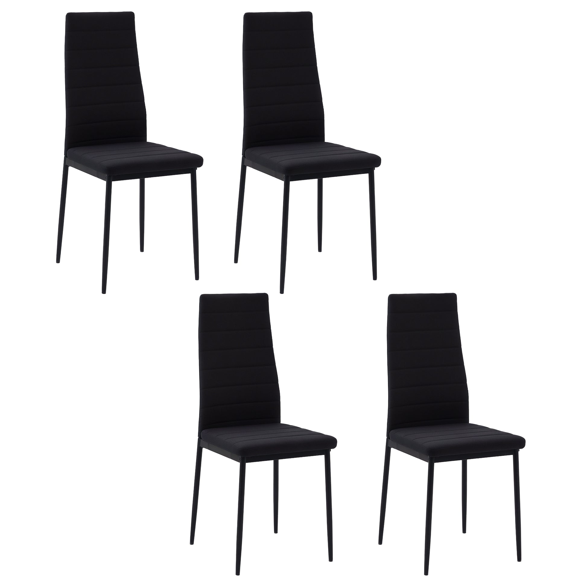 Modern Dining Chairs Set of 4 - Black Linen with Metal Legs-Home Furnishings > Kitchen & Dining Furniture > Dining Chairs-DECOROLALA
