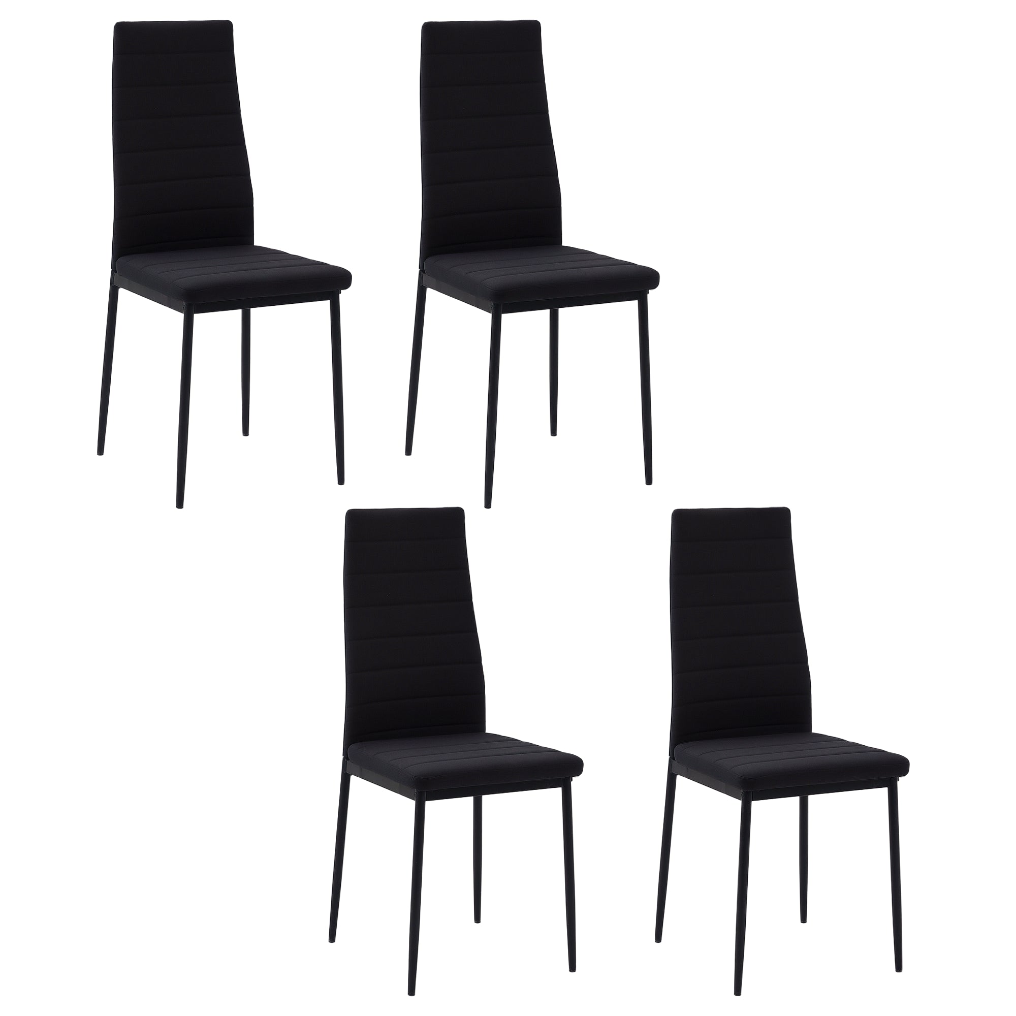 Modern Dining Chairs Set of 4 - Black Linen with Metal Legs-Home Furnishings > Kitchen & Dining Furniture > Dining Chairs-DECOROLALA