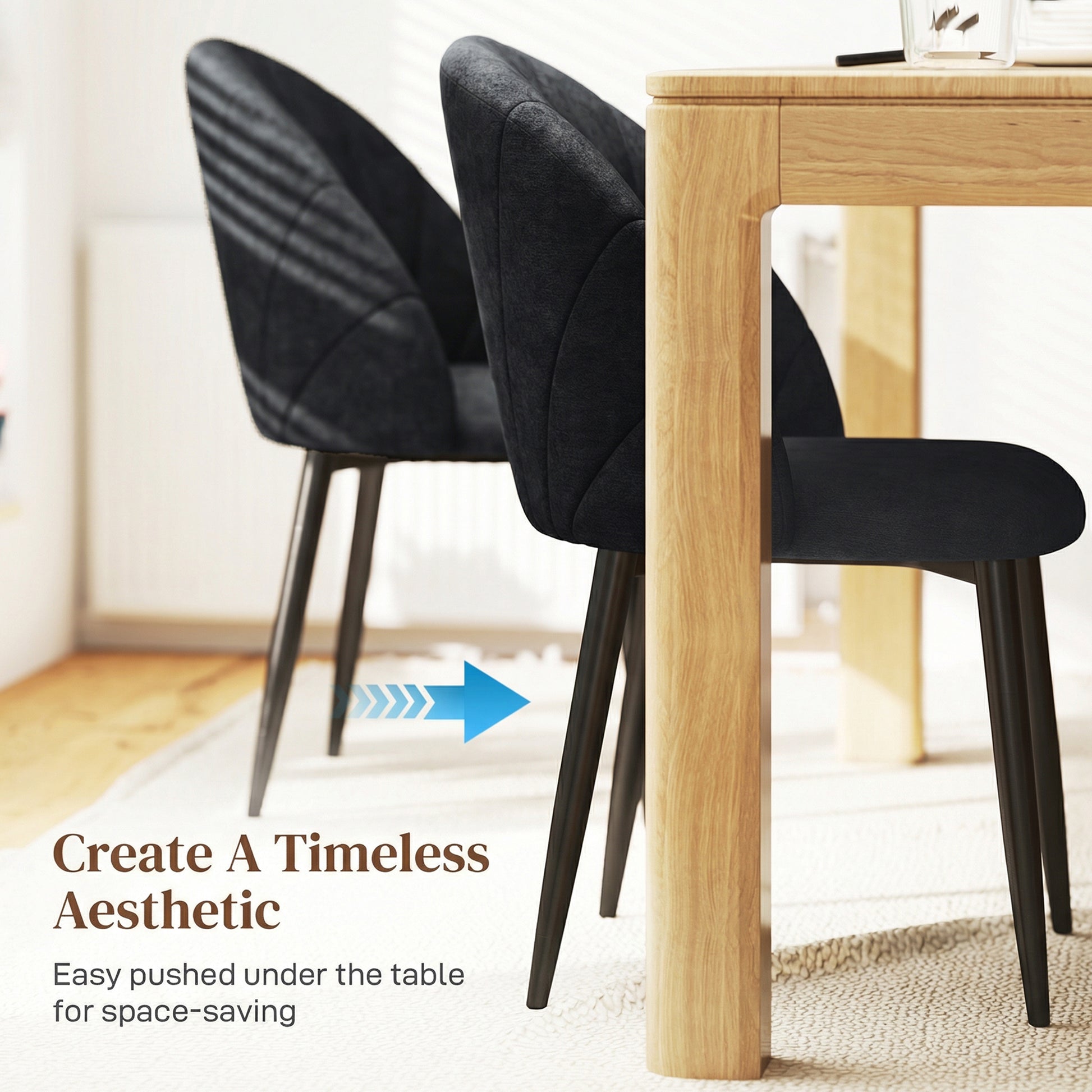 Modern Dining Chairs Set of 4 Black Upholstered-DECOROLALA