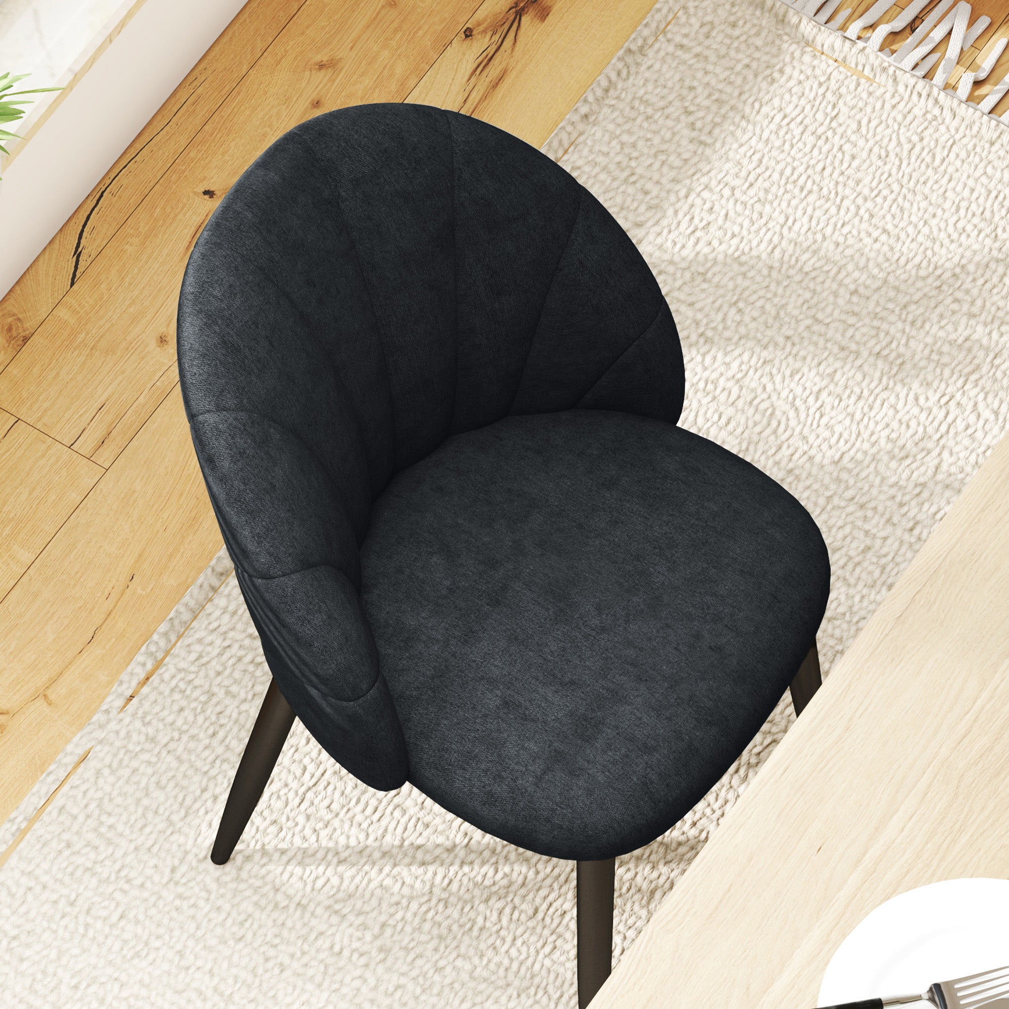 Modern Dining Chairs Set of 4 Black Upholstered-DECOROLALA