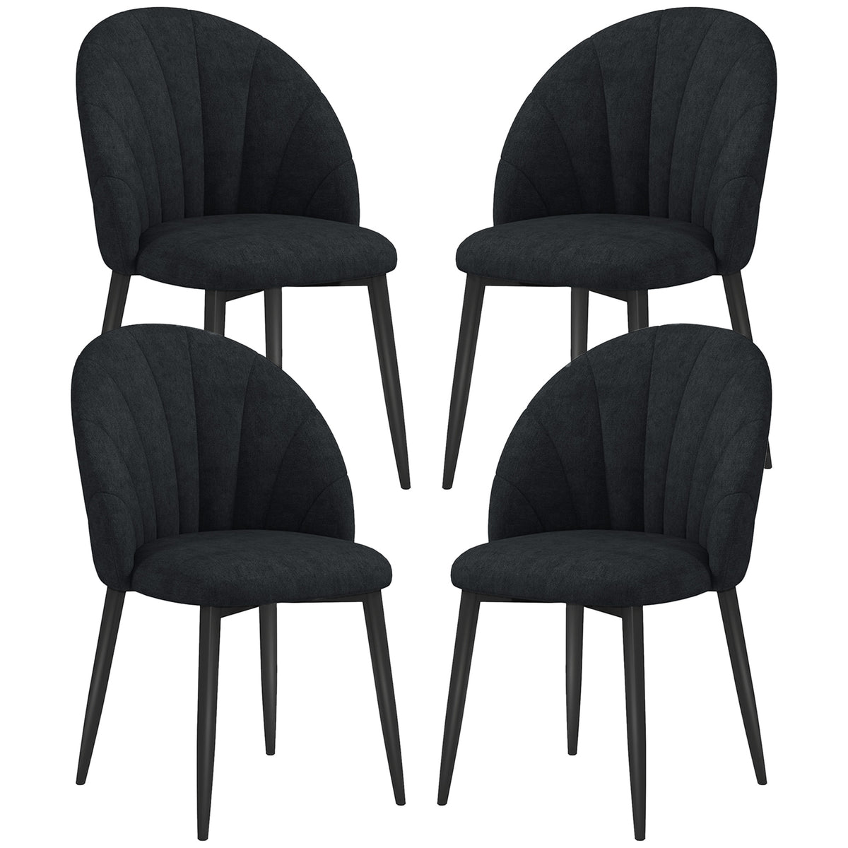Modern Dining Chairs Set of 4 Black Upholstered-Dining Chairs-DECOROLALA