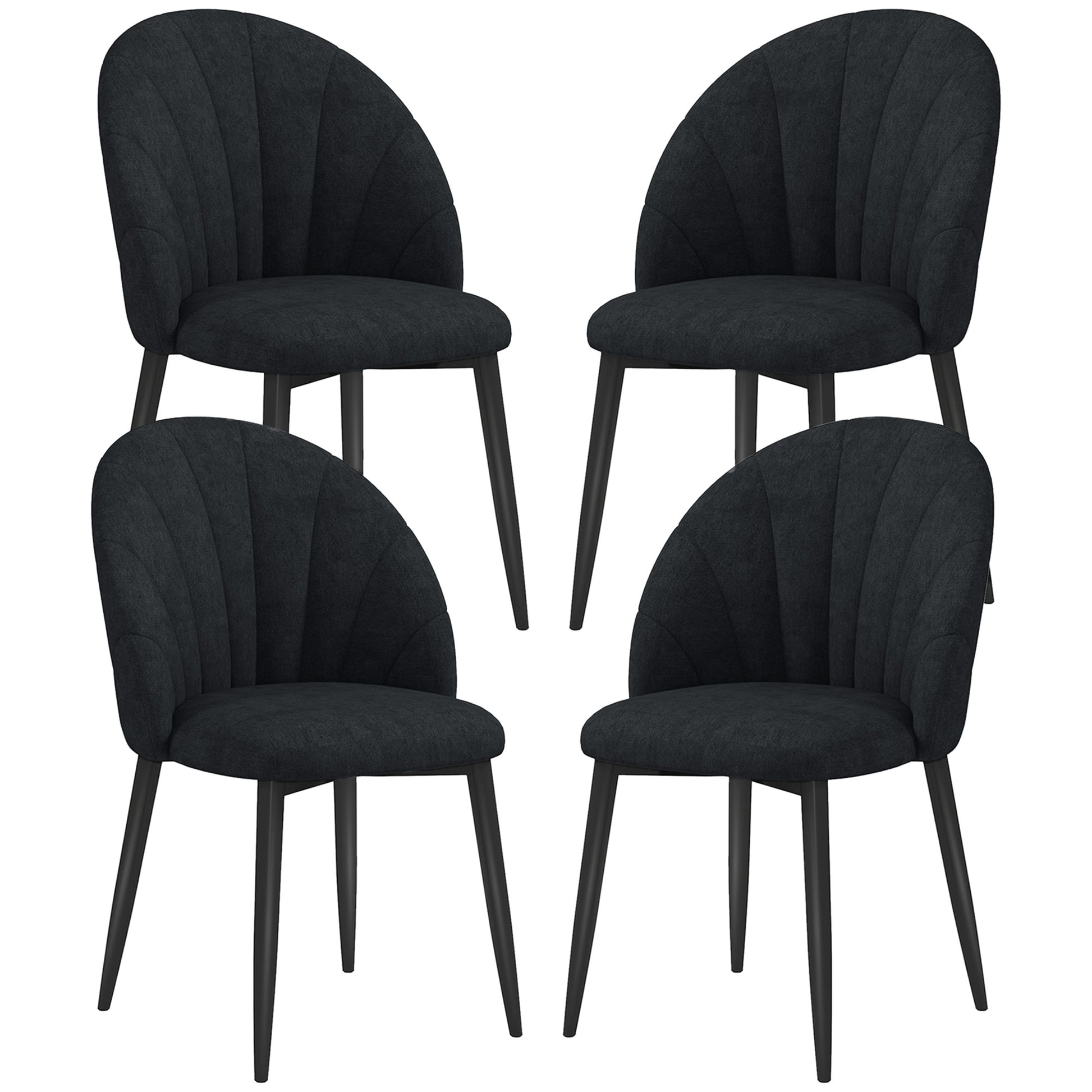 Modern Dining Chairs Set of 4 Black Upholstered-DECOROLALA