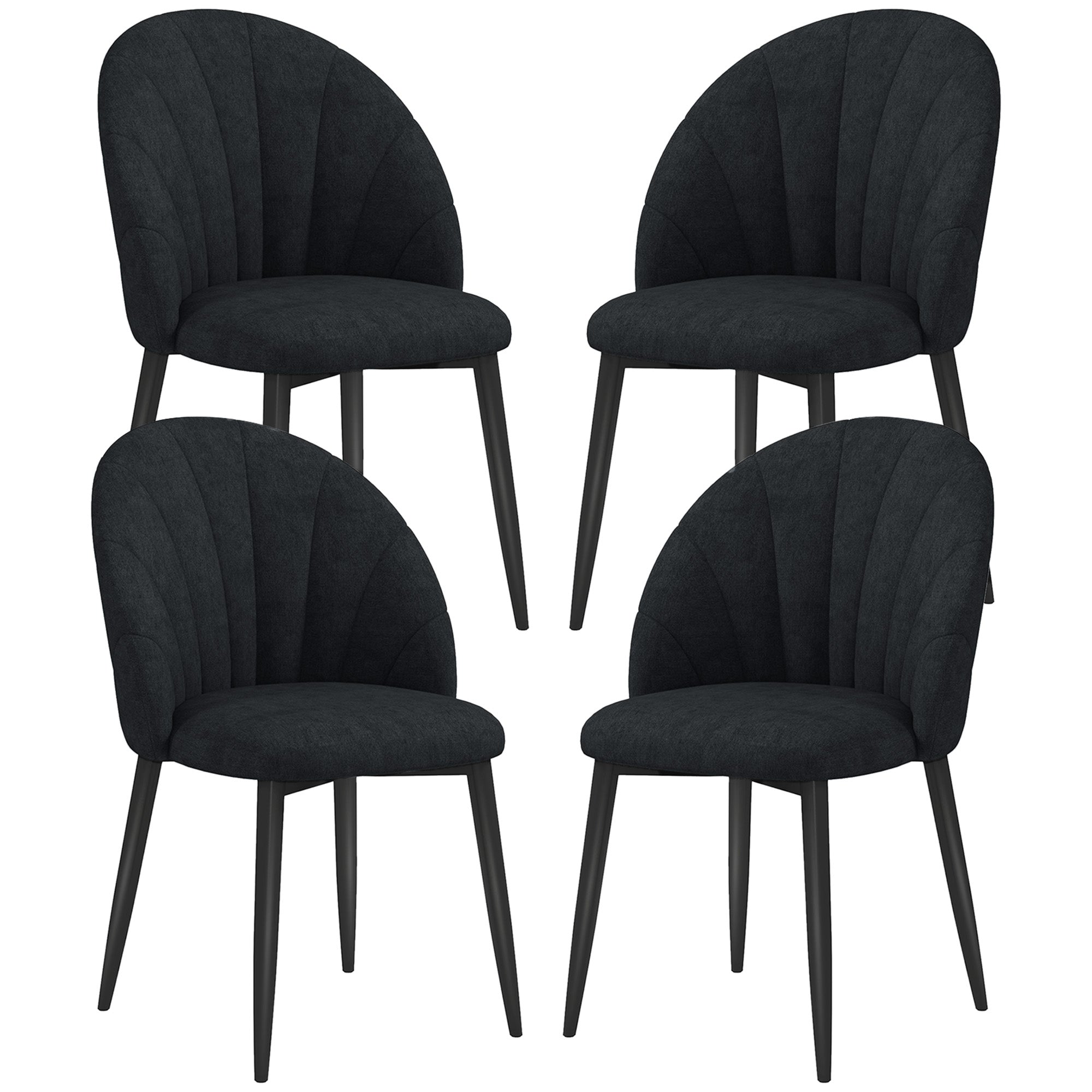 Modern Dining Chairs Set of 4 Black Upholstered-DECOROLALA
