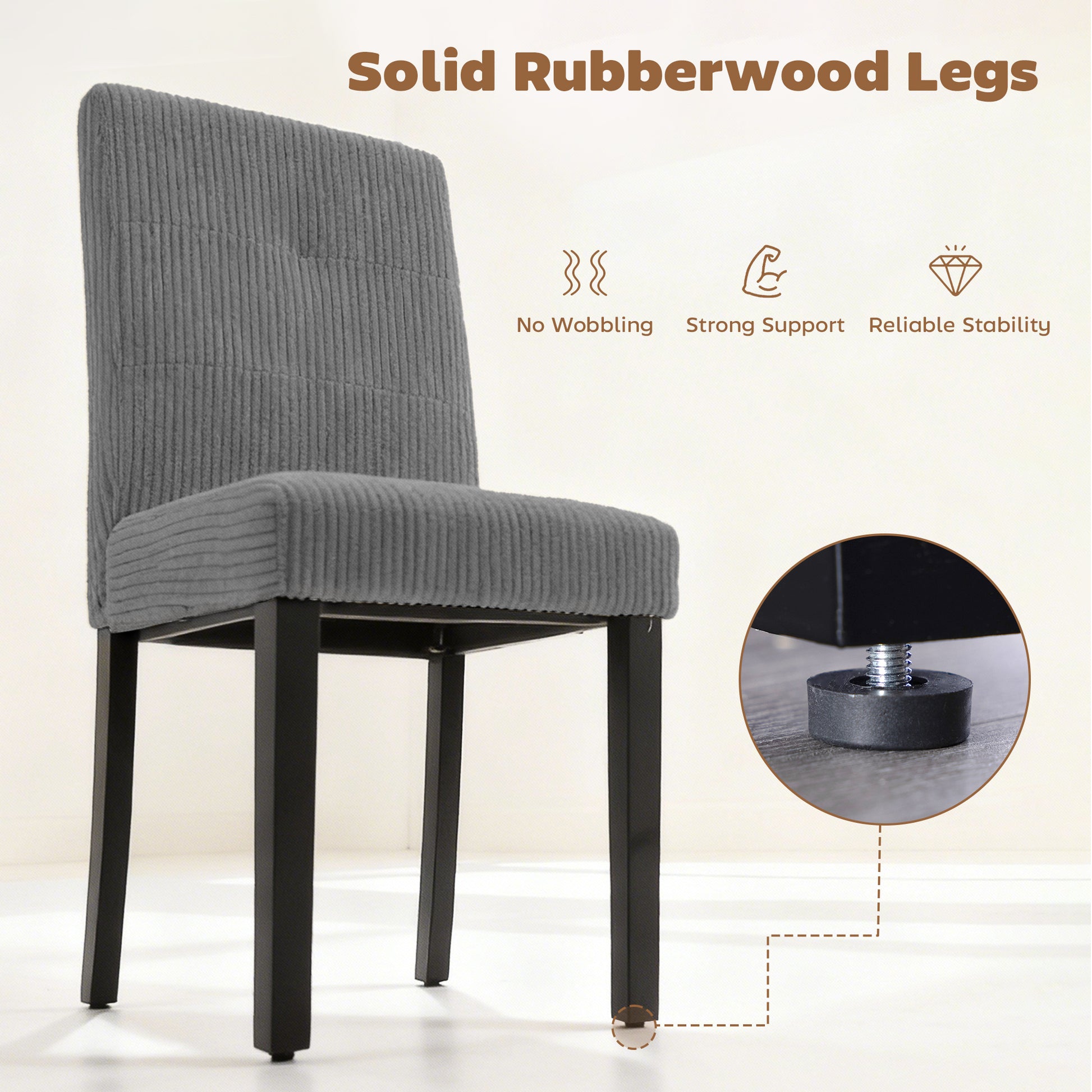 Modern Dining Chairs Set of 4 - Dark Grey Corduroy-DECOROLALA