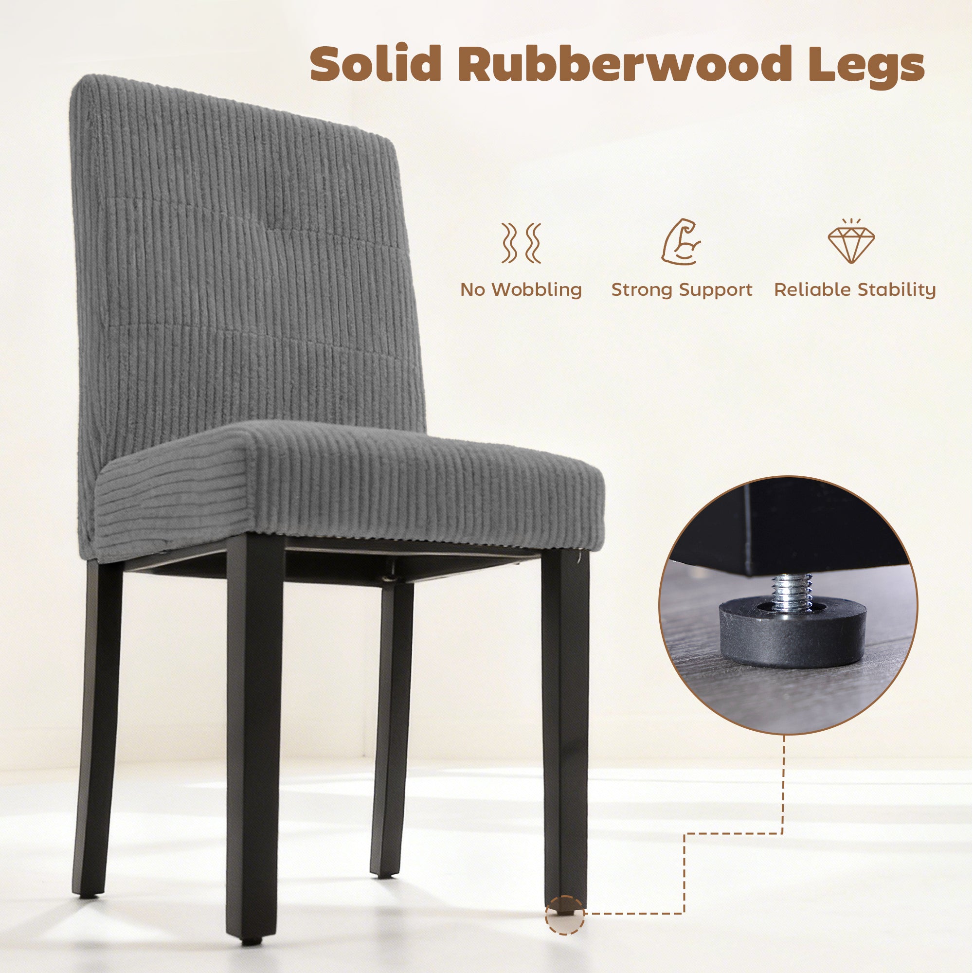 Modern Dining Chairs Set of 4 - Dark Grey Corduroy-DECOROLALA