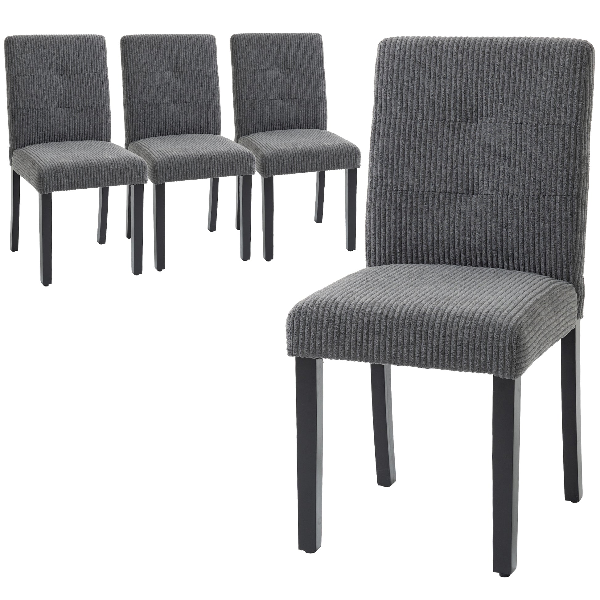 Modern Dining Chairs Set of 4 - Dark Grey Corduroy-DECOROLALA