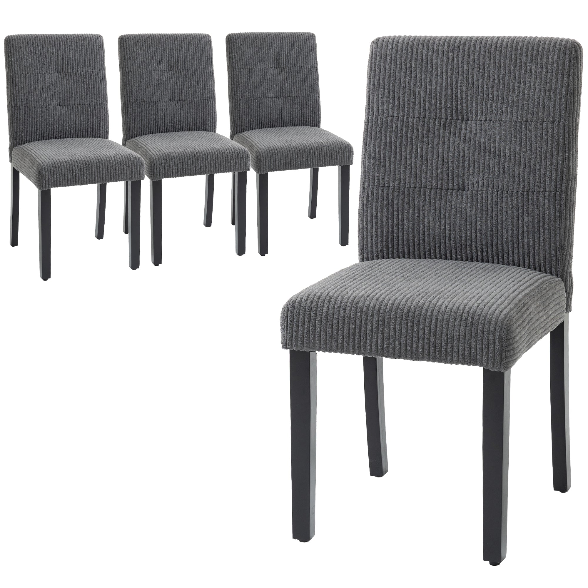 Modern Dining Chairs Set of 4 - Dark Grey Corduroy-DECOROLALA