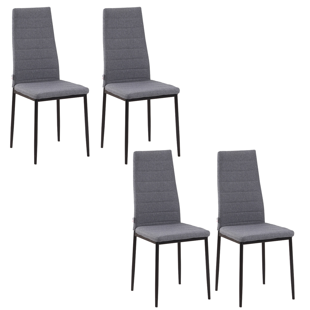 Modern Dining Chairs Set of 4 - Grey Linen with Metal Legs-Dining Chairs-DECOROLALA