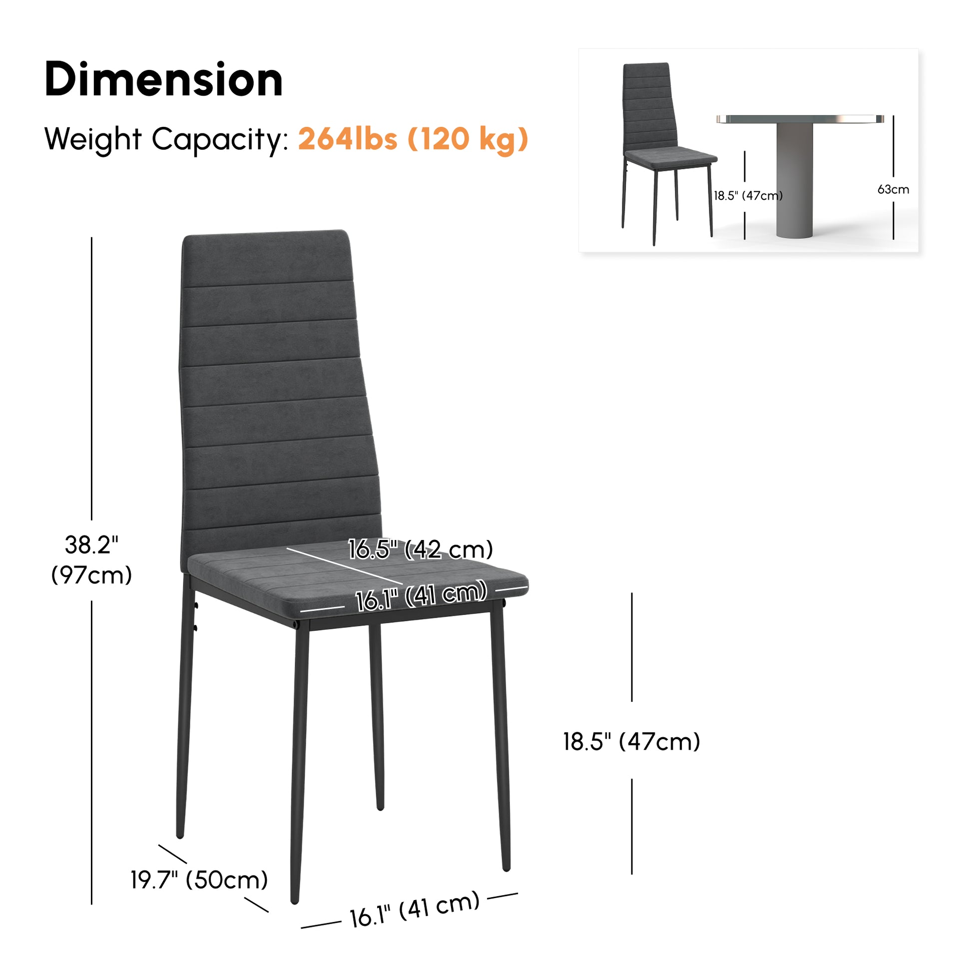 Modern Dining Chairs Set of 4 - Grey Linen with Metal Legs-Home Furnishings > Kitchen & Dining Furniture > Dining Chairs-DECOROLALA
