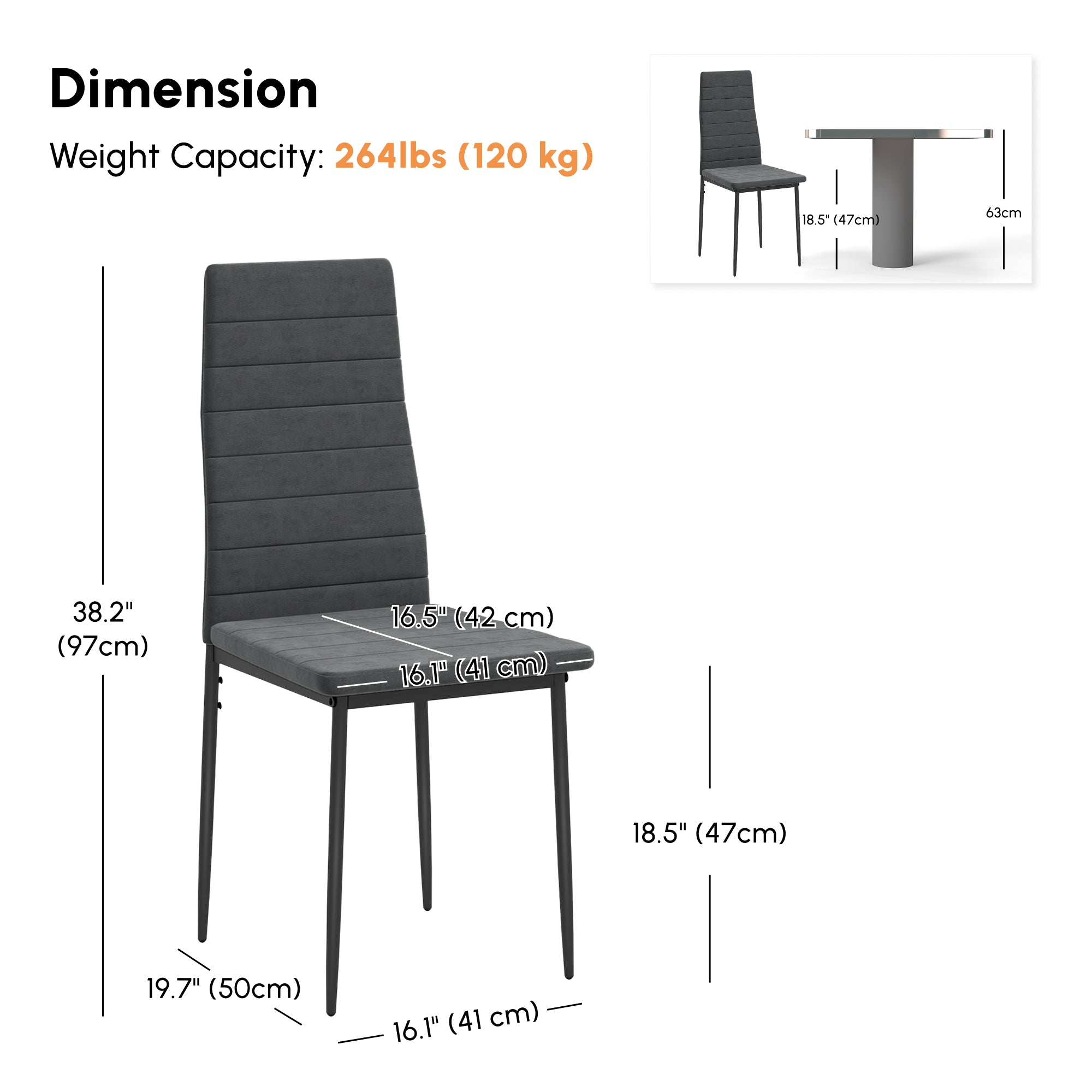 Modern Dining Chairs Set of 4 - Grey Linen with Metal Legs-Home Furnishings > Kitchen & Dining Furniture > Dining Chairs-DECOROLALA