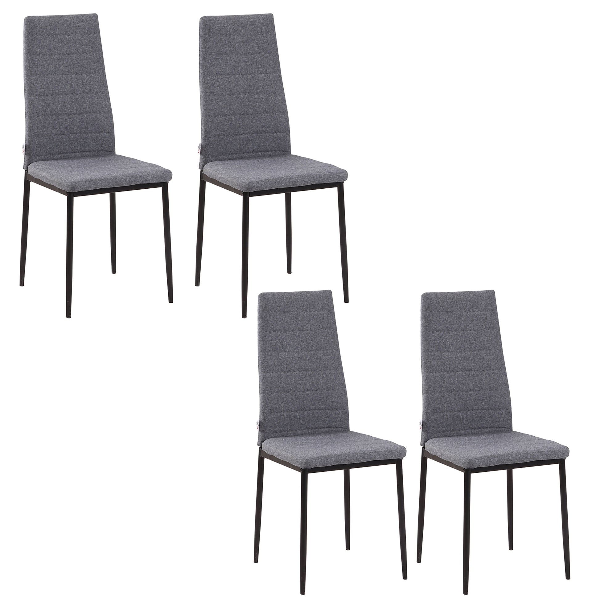 Modern Dining Chairs Set of 4 - Grey Linen with Metal Legs-Home Furnishings > Kitchen & Dining Furniture > Dining Chairs-DECOROLALA