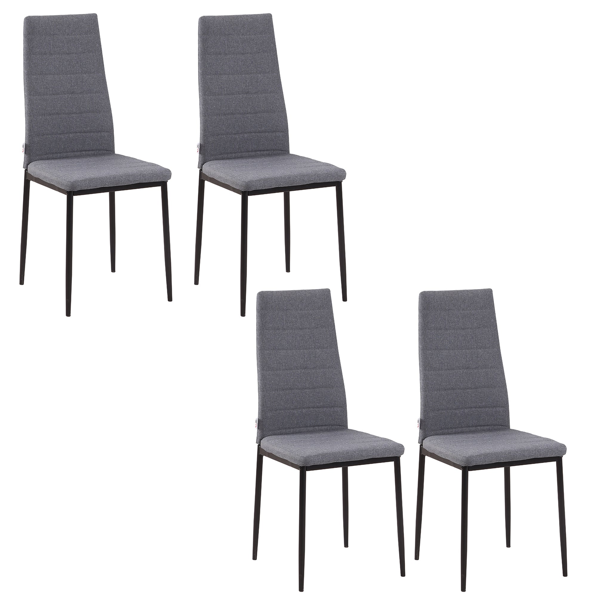 Modern Dining Chairs Set of 4 - Grey Linen with Metal Legs-Home Furnishings > Kitchen & Dining Furniture > Dining Chairs-DECOROLALA