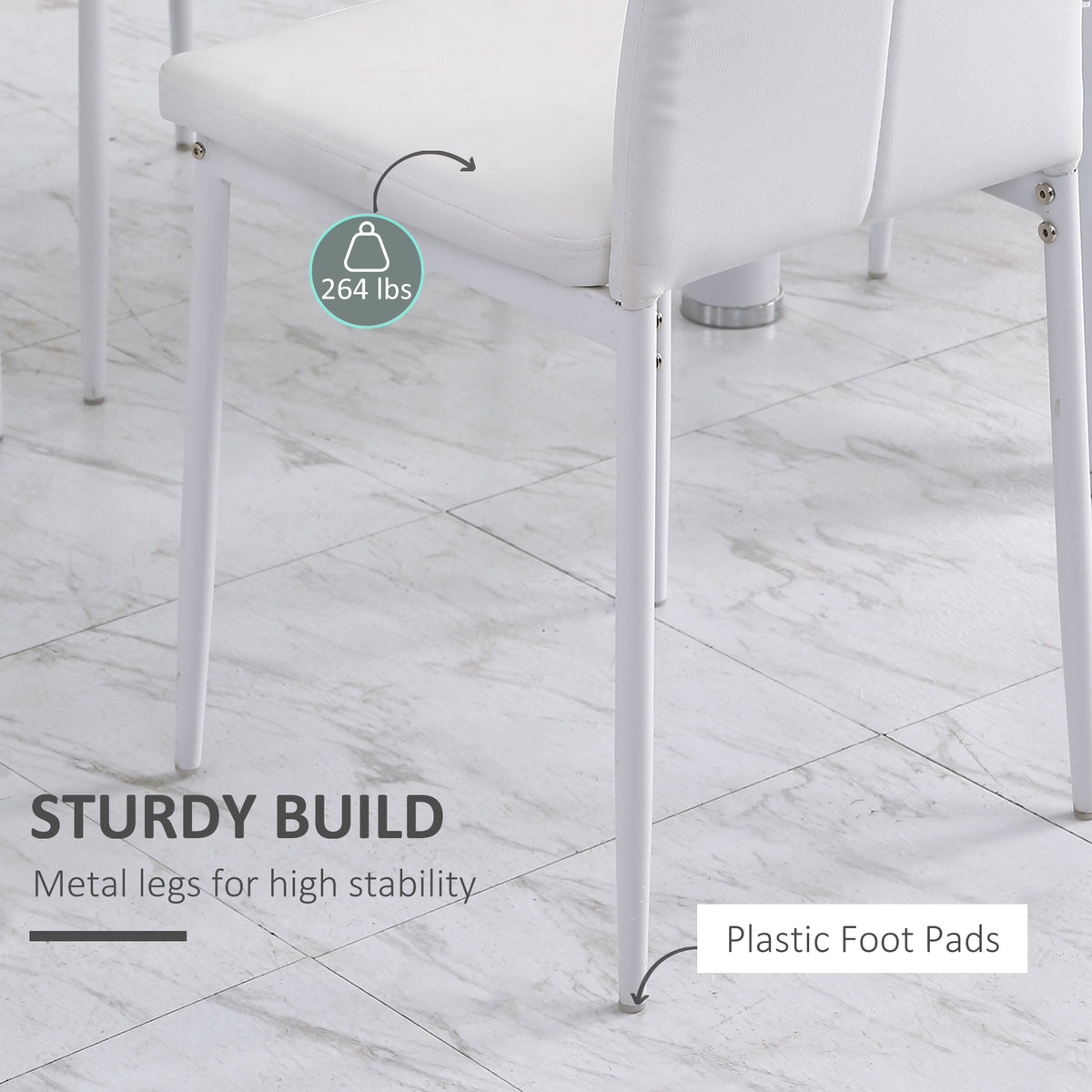 Modern Dining Chairs Set of 4 - White Button Tufted PU Seat-Home Furnishings > Kitchen & Dining Furniture > Dining Chairs-DECOROLALA