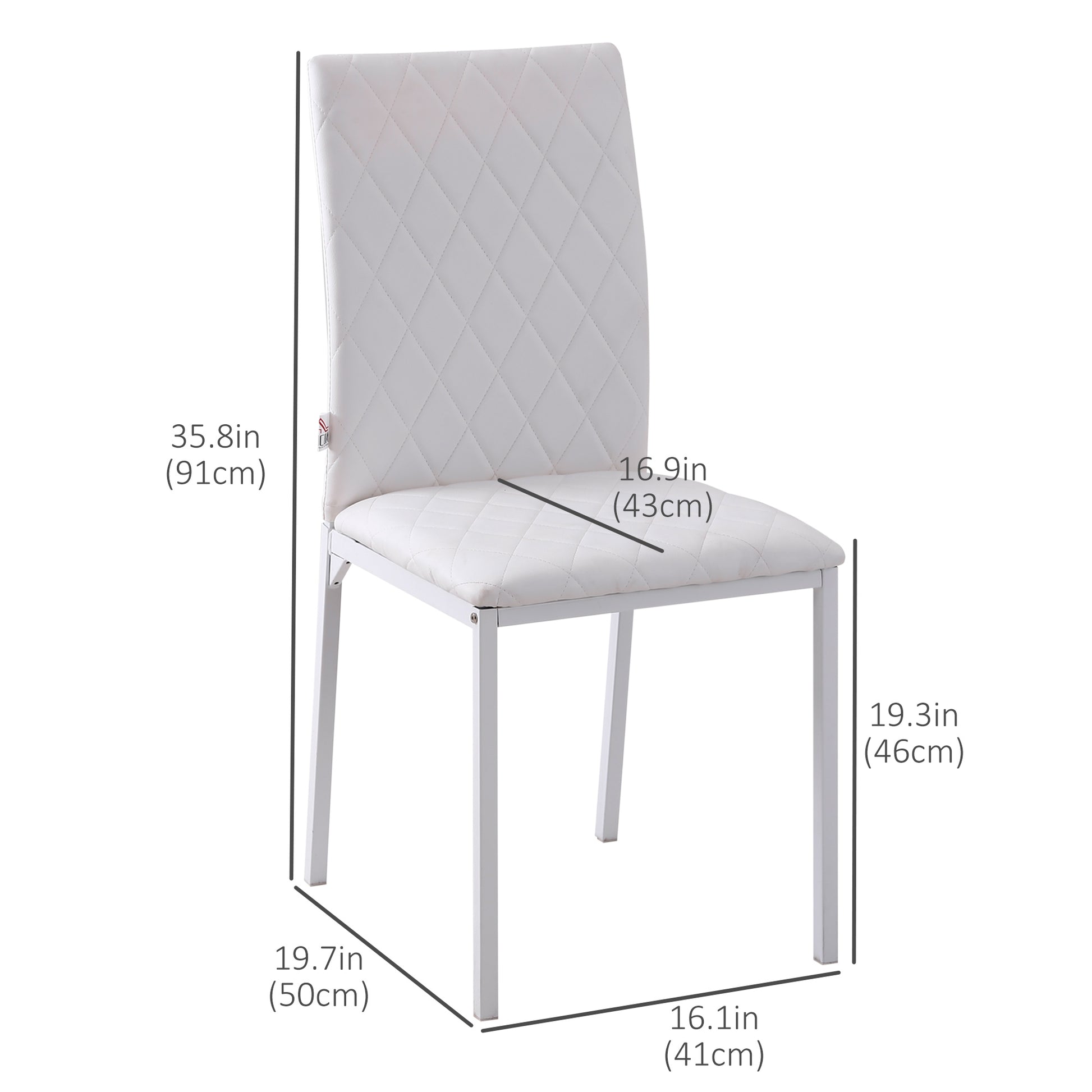 Modern Dining Chairs Set of 4 - White Upholstered Faux Leather-Home Furnishings > Kitchen & Dining Furniture > Dining Chairs-DECOROLALA