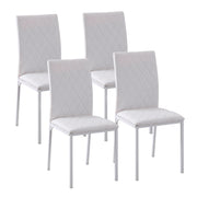 Modern Dining Chairs Set of 4 - White Upholstered Faux Leather-Home Furnishings > Kitchen & Dining Furniture > Dining Chairs-DECOROLALA
