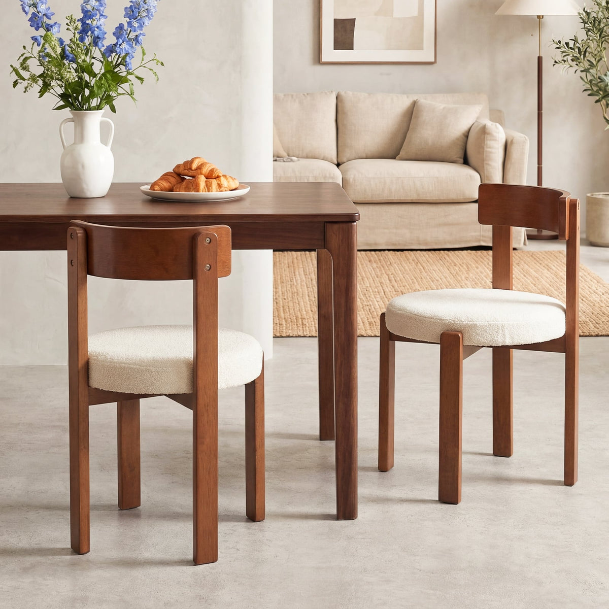 Modern Dining Chairs Set of 4 with Solid Rubber Wood Legs-Brown-Dining Chairs-DECOROLALA