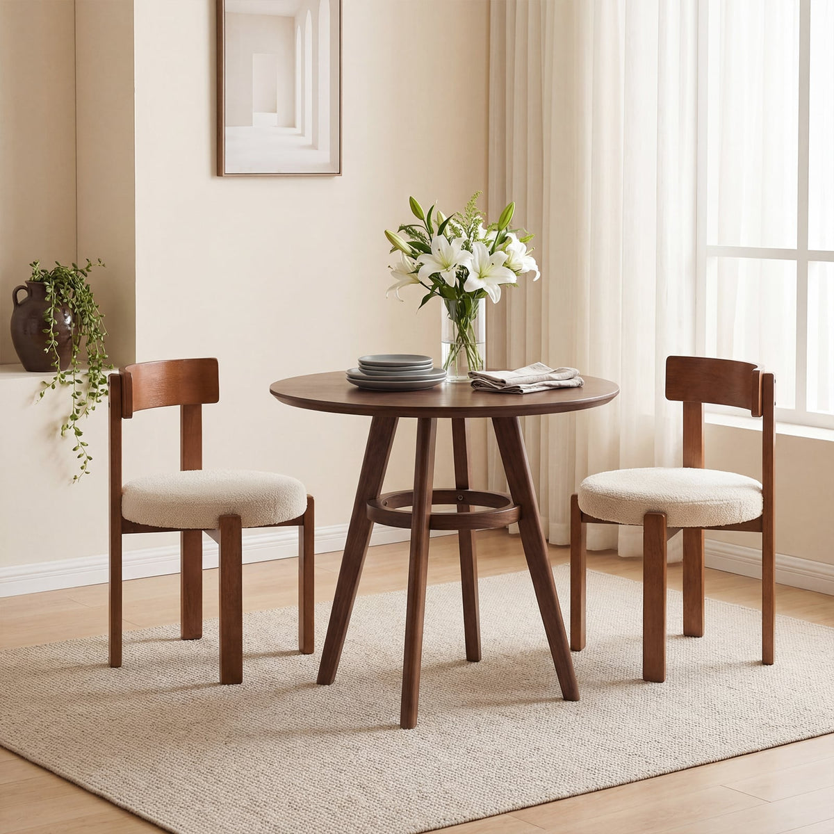 Modern Dining Chairs Set of 4 with Solid Rubber Wood Legs-Brown-Dining Chairs-DECOROLALA