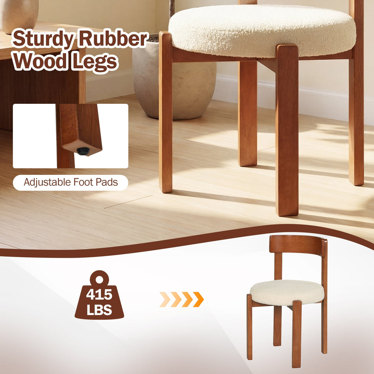 Modern Dining Chairs Set of 4 with Solid Rubber Wood Legs-Brown-Dining Chairs-DECOROLALA
