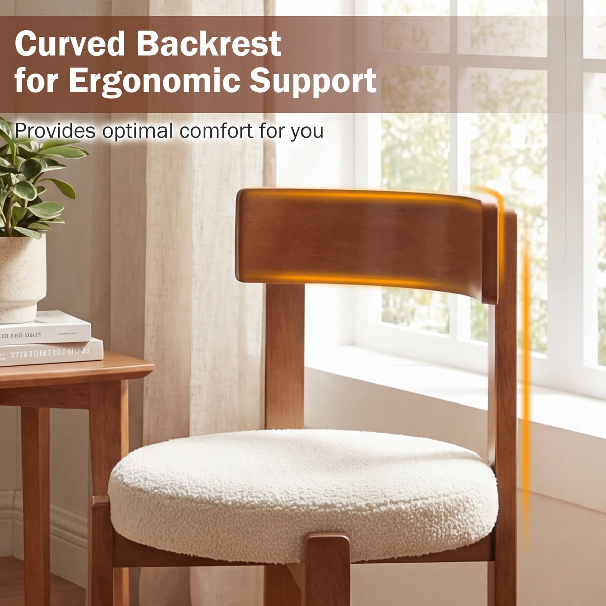 Modern Dining Chairs Set of 4 with Solid Rubber Wood Legs-Brown-Dining Chairs-DECOROLALA
