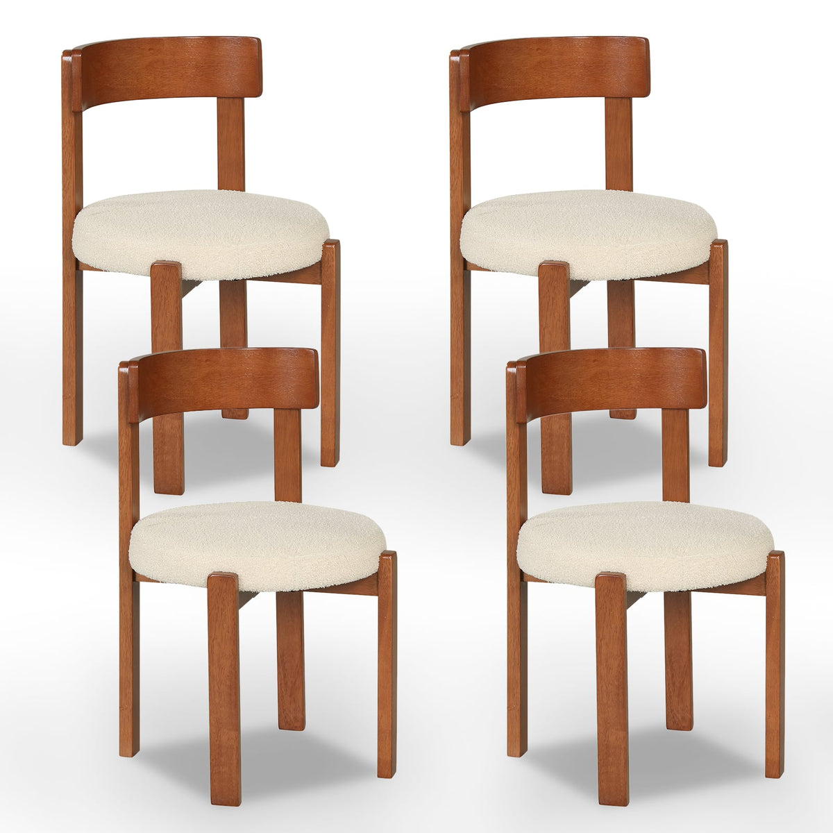 Modern Dining Chairs Set of 4 with Solid Rubber Wood Legs-Brown-Dining Chairs-DECOROLALA