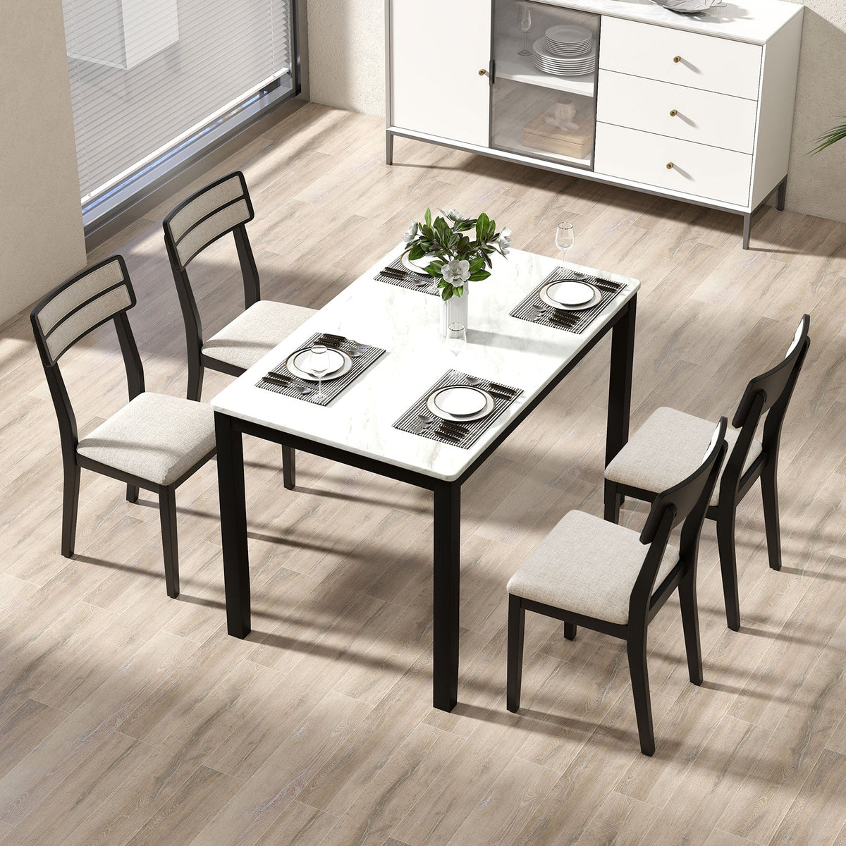 Modern Dining Chairs Set of 4 with Tilt Backrest for Dining Room-Black-Dining Chairs-DECOROLALA