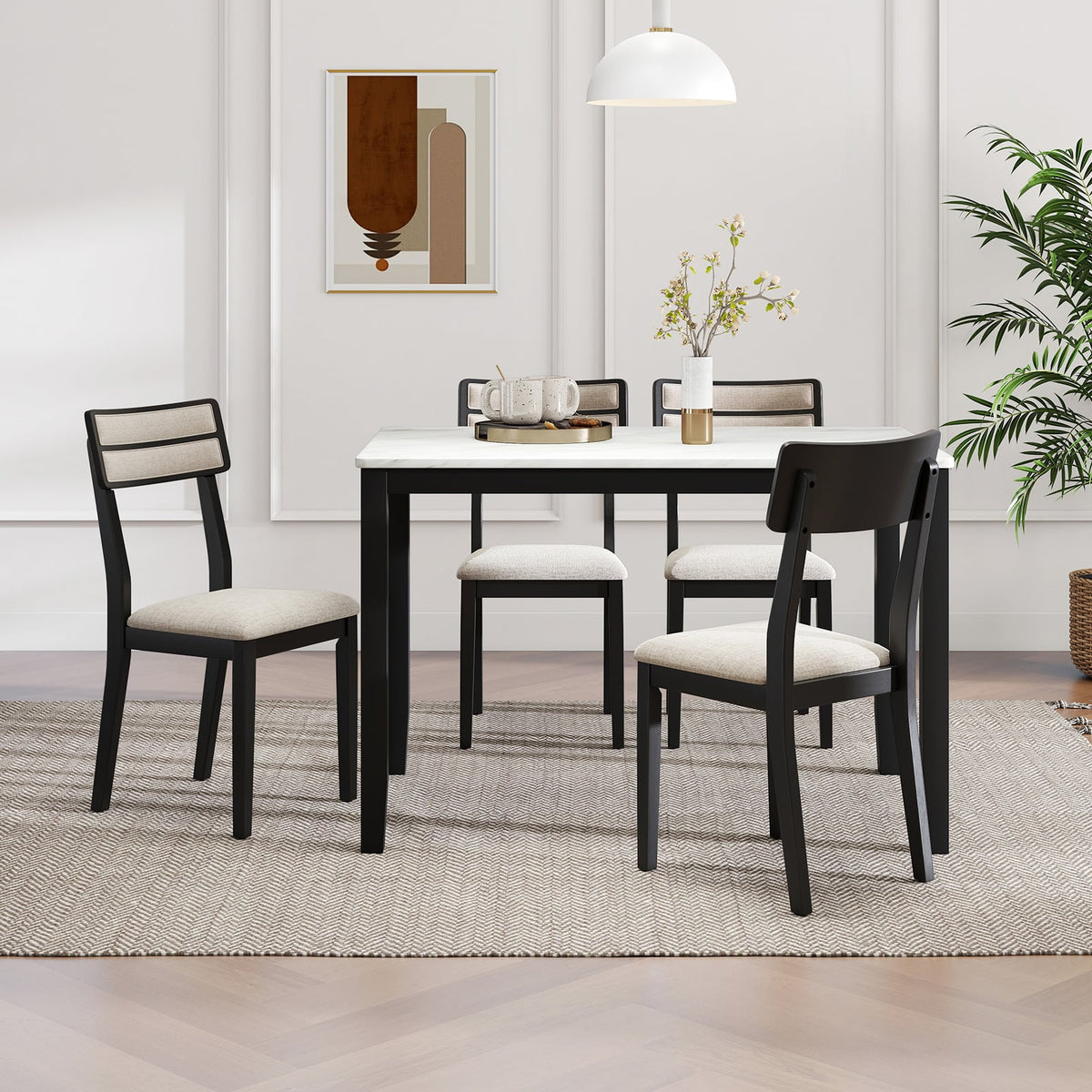 Modern Dining Chairs Set of 4 with Tilt Backrest for Dining Room-Black-Dining Chairs-DECOROLALA