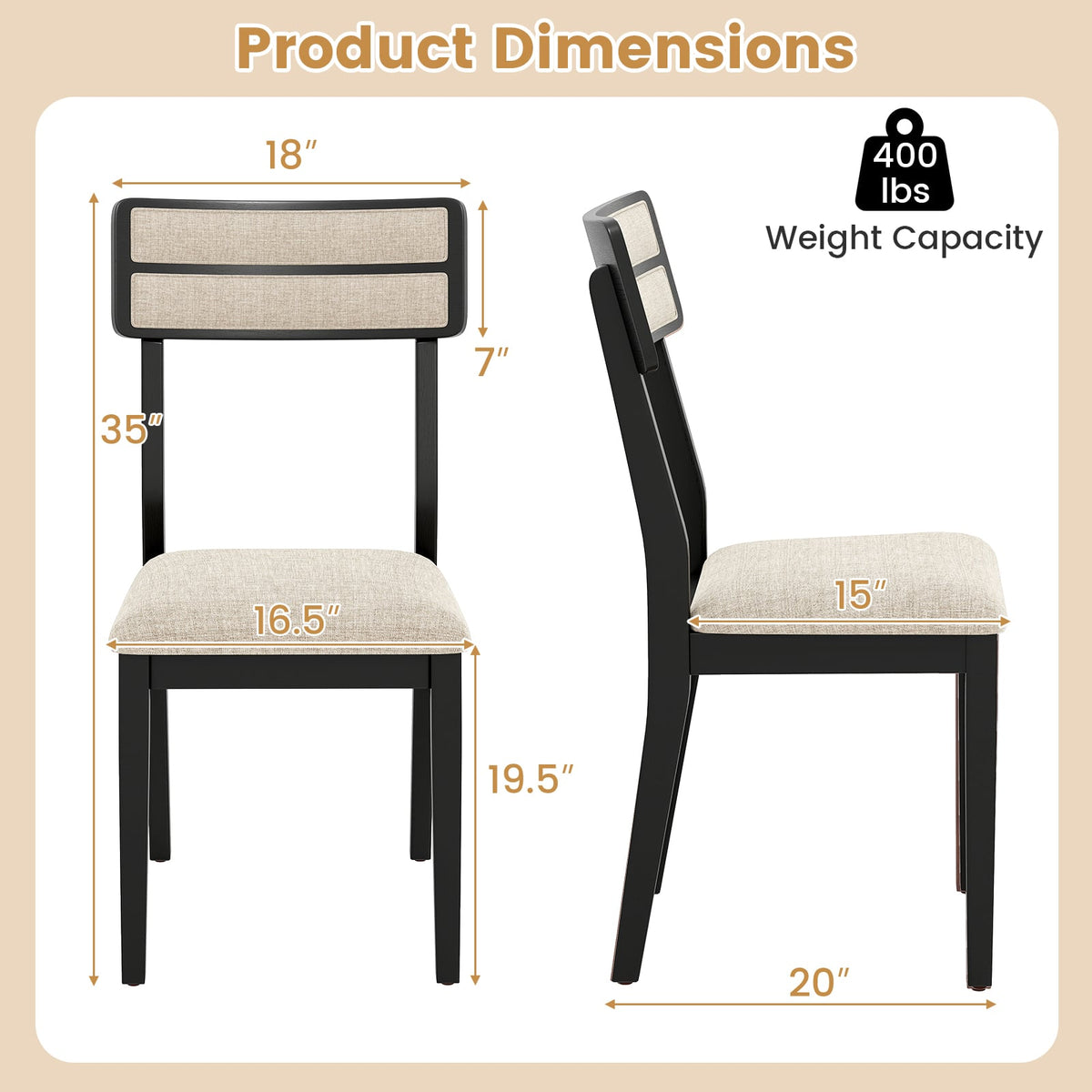 Modern Dining Chairs Set of 4 with Tilt Backrest for Dining Room-Black-Dining Chairs-DECOROLALA
