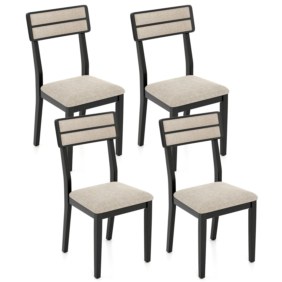 Modern Dining Chairs Set of 4 with Tilt Backrest for Dining Room-Black-Dining Chairs-DECOROLALA
