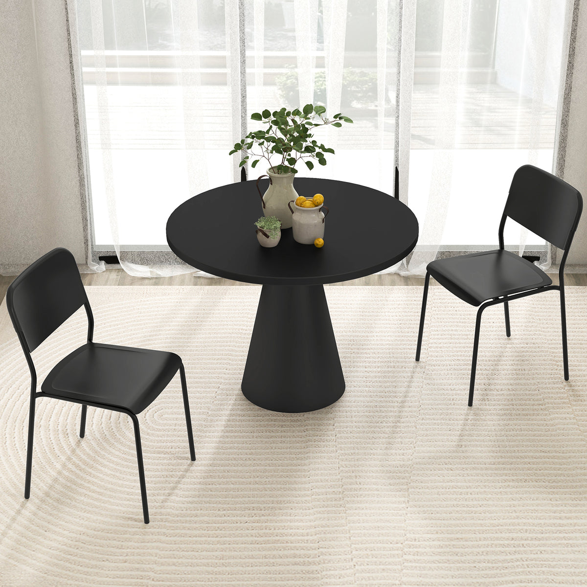 Modern Dining Chairs Set of 4 with Tilted Backrest and Sturdy Metal Legs-Black-Dining Chairs-DECOROLALA
