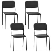 Modern Dining Chairs Set of 4 with Tilted Backrest and Sturdy Metal Legs-Black-Dining Chairs-DECOROLALA