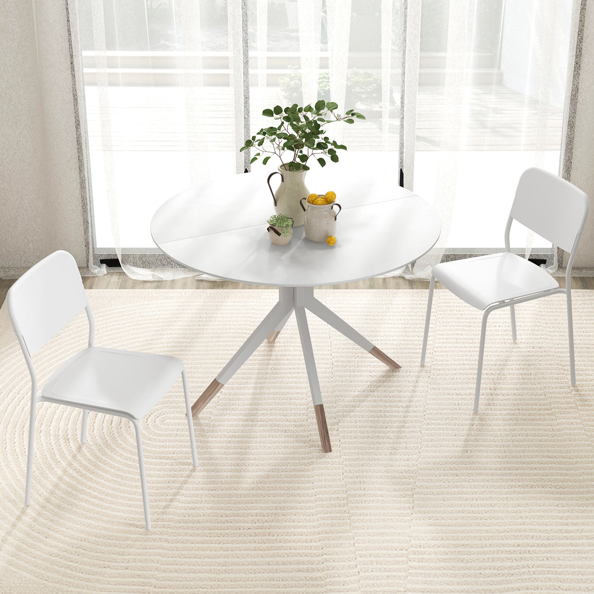 Modern Dining Chairs Set of 4 with Tilted Backrest and Sturdy Metal Legs-White-Dining Chairs-DECOROLALA